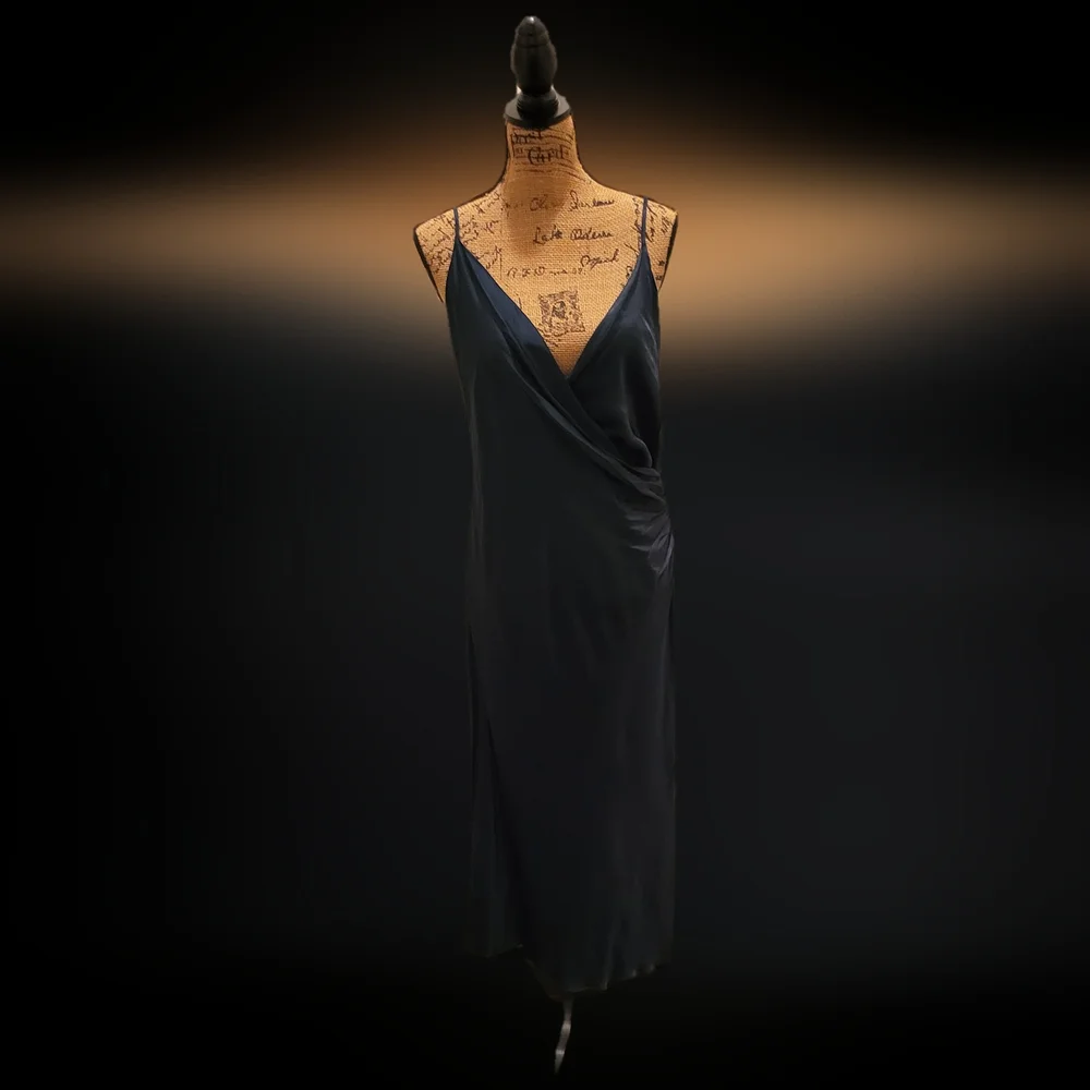 NWT Zara Satin Dress in Deep Green - Picture 2 of 14